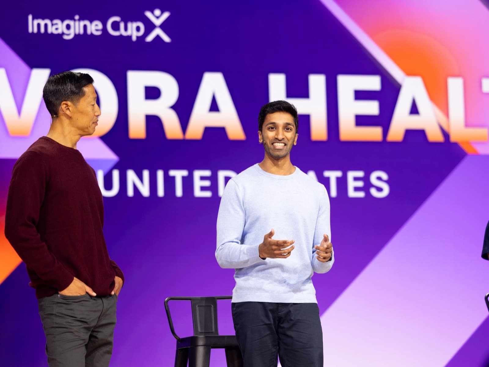 Surya Kukkapalli speaking on stage at Microsoft Build.